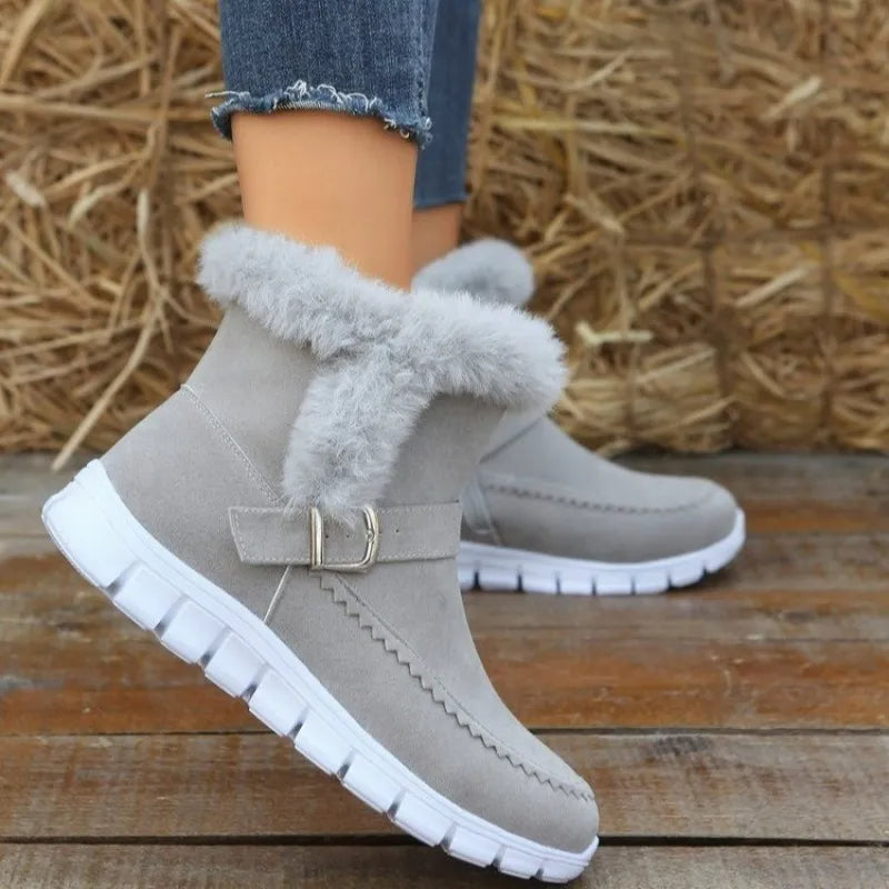 Women's Plush-Lined Buckle Snow Ankle Boots (photo 7)
