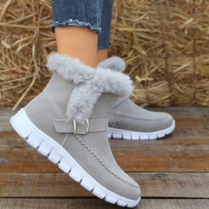 Women's Plush-Lined Buckle Snow Ankle Boots (photo 7)
