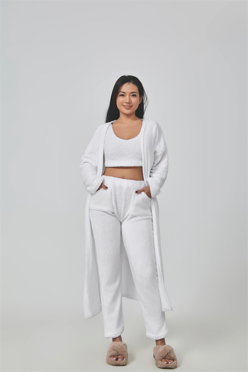 Women's 3-Piece Knit Lounge Set: Crop Top, Wide-Leg Pants and Cardigan (photo 30)