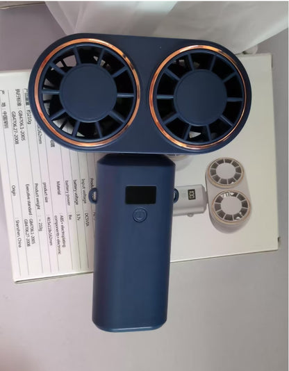 Foldable USB Rechargeable Neck and Handheld Fan with Display (photo 8)