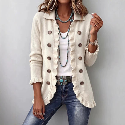 Women's Ruffled Button-Front Knit Cardigan (photo 4)