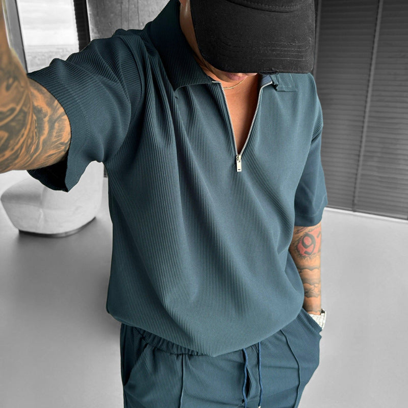 Men's Zip Polo and Drawstring Shorts Set (photo 13)