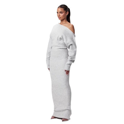 Women's Off-Shoulder Knit Bodycon Maxi Dress (photo 9)