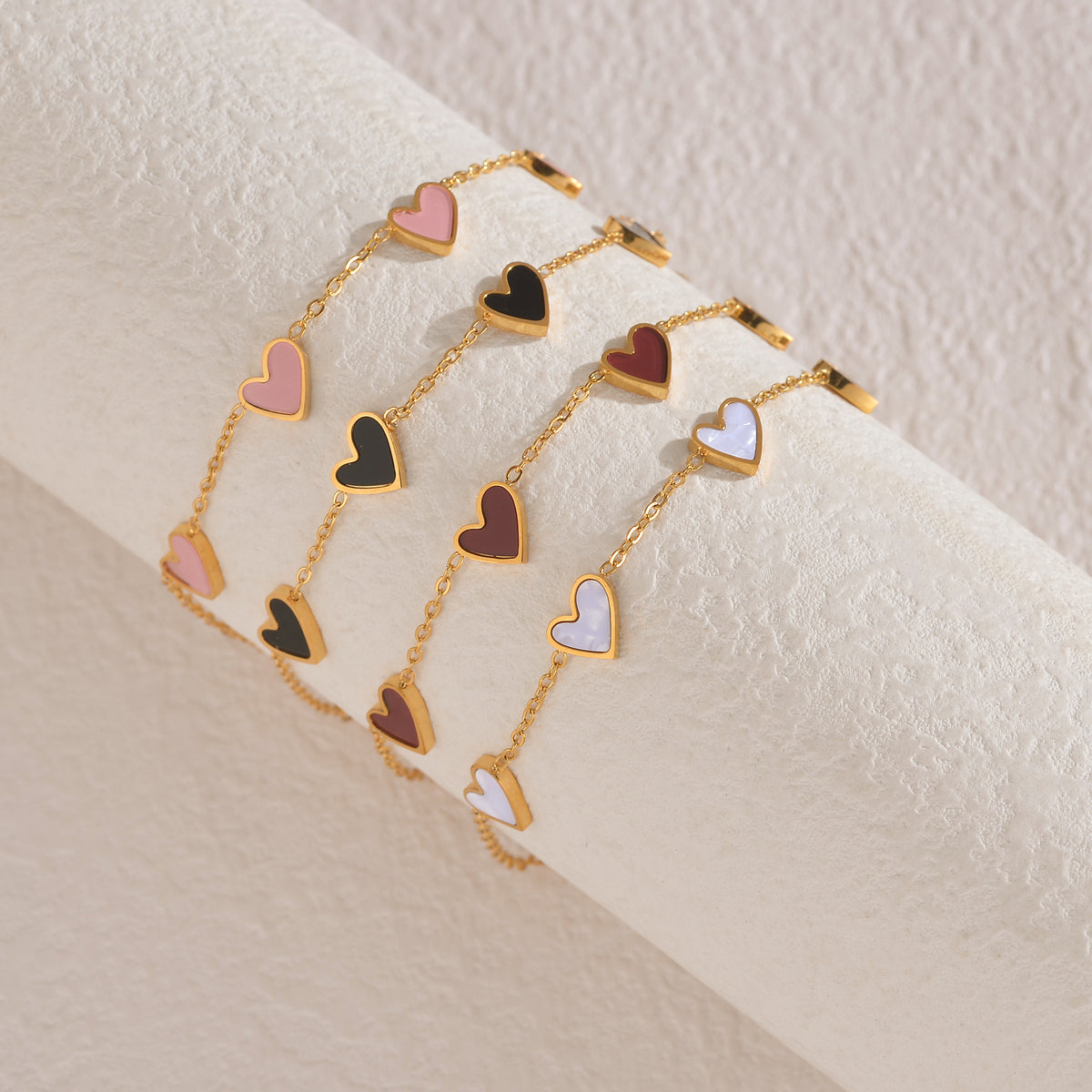 Stainless Steel Enamel Heart Bracelet