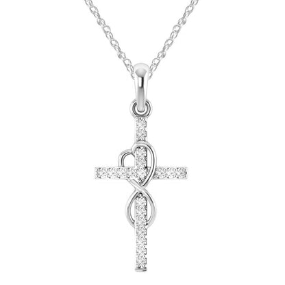 Rhinestone Cross Pendant Necklace (photo 5)