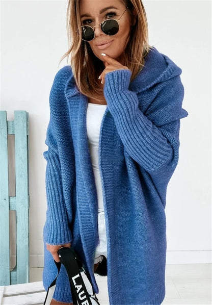 Women's Oversized Hooded Batwing Knit Cardigan (photo 10)