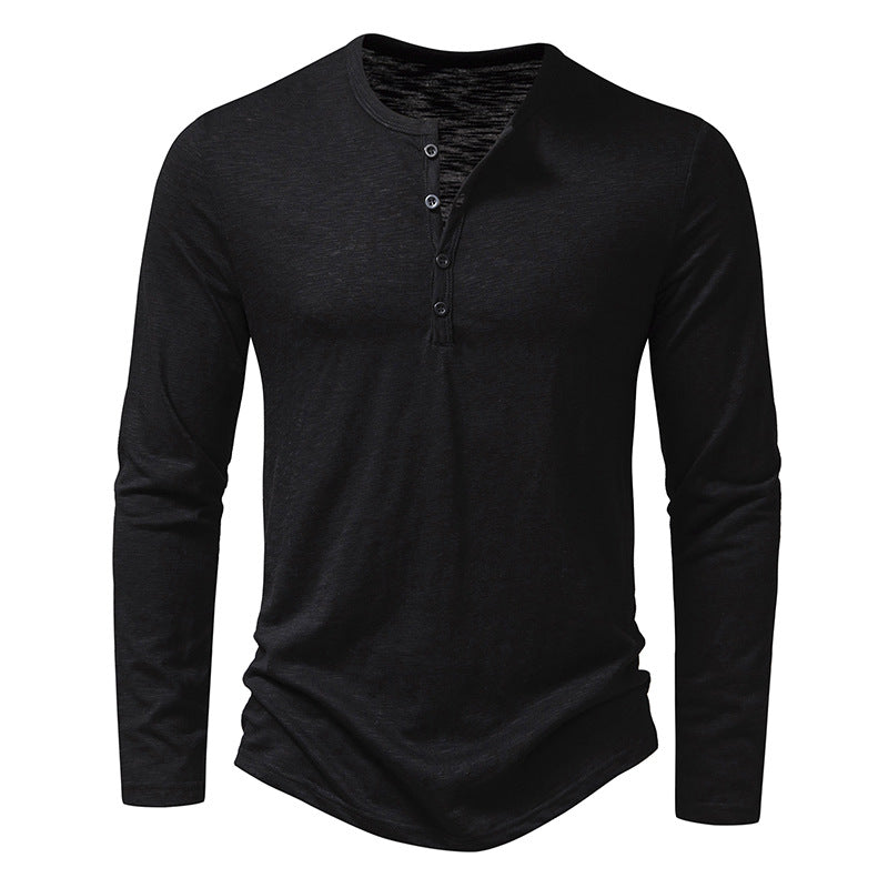 Men's Long-Sleeve Button Henley T-Shirt (photo 6)