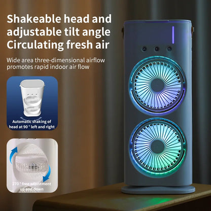 Dual-Head Mist Spray Fan with Ambient Light (photo 2)