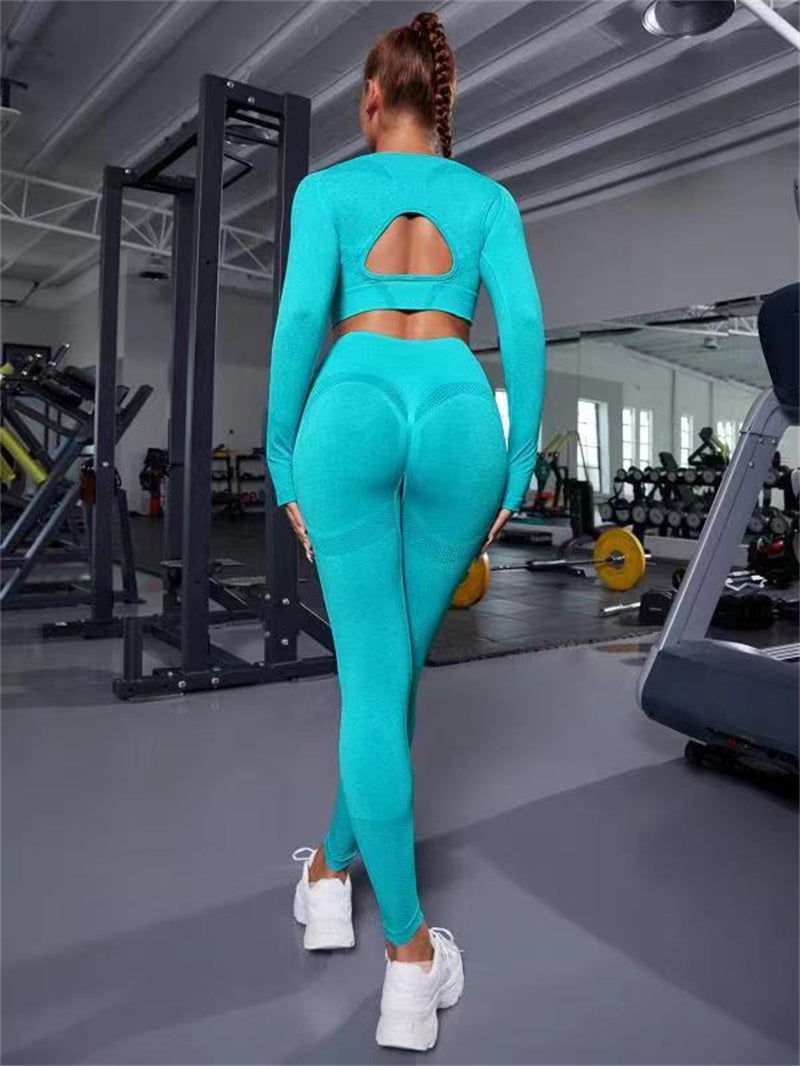 Women's 2-Piece Long-Sleeve Cut-Out Top and Leggings Set (photo 5)