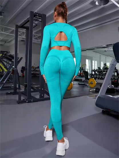 Women's 2-Piece Long-Sleeve Cut-Out Top and Leggings Set (photo 5)