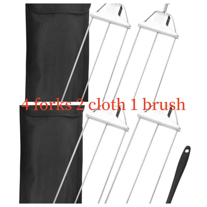 3-Prong Stainless Steel BBQ Skewer Forks (photo 15)