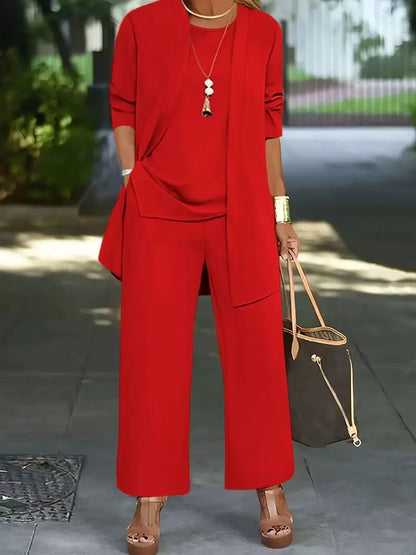 Women's 3-Piece Set: Vest, Long Cardigan and Wide-Leg Pants (photo 22)