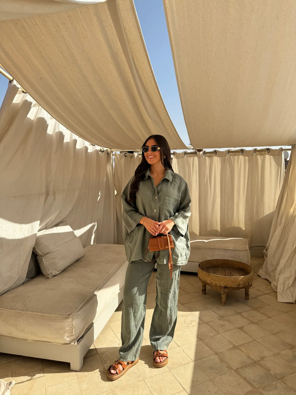 Women's Long-Sleeve Pocket Shirt and Wide-Leg Pants Set (photo 11)