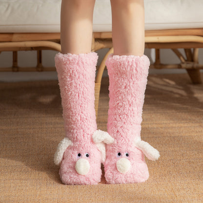 Women's Cartoon Dog Plush Floor Socks (photo 8)