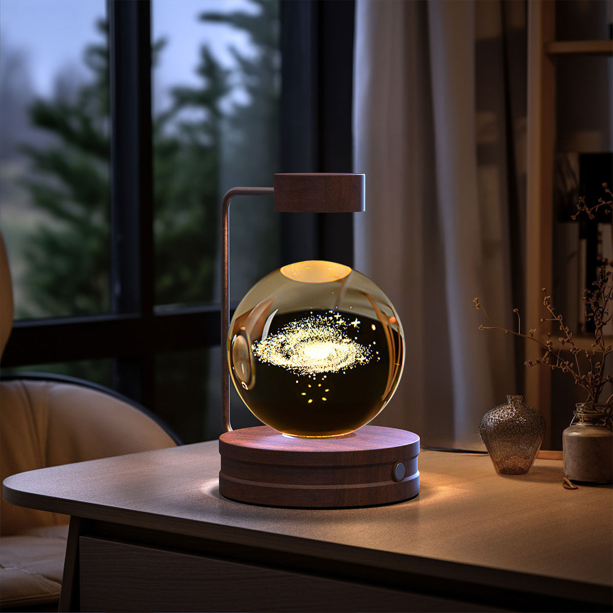 3D Engraved Crystal Ball Night Light with Wooden Base, USB (photo 36)