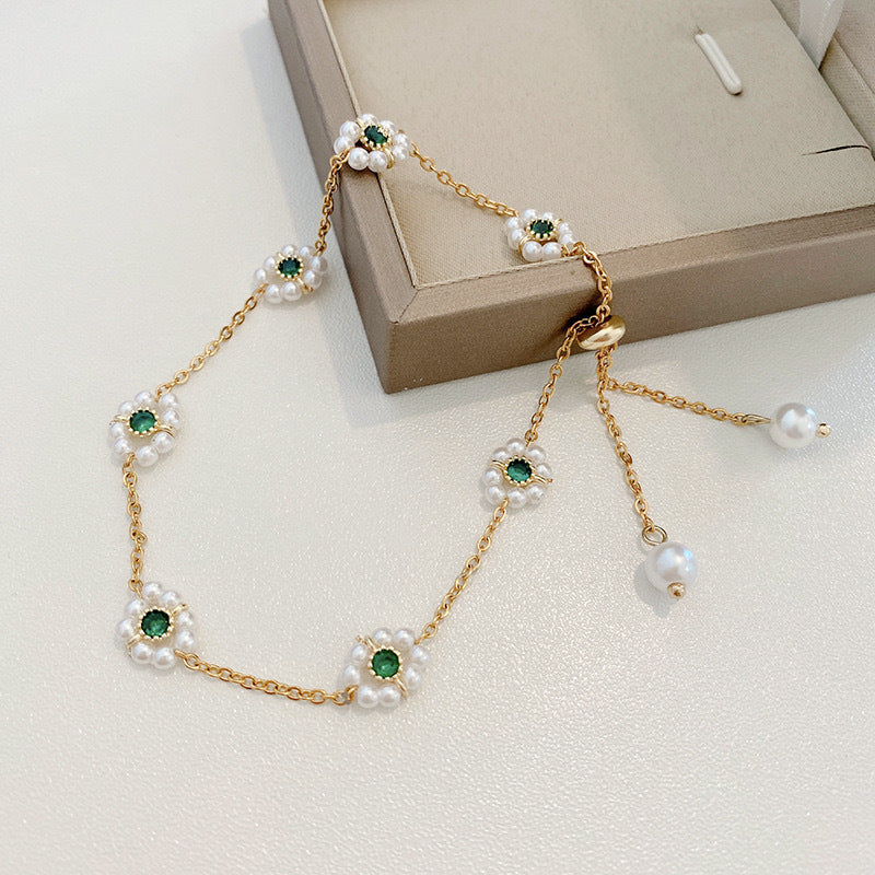 Faux Pearl Flower Adjustable Bracelet (photo 2)