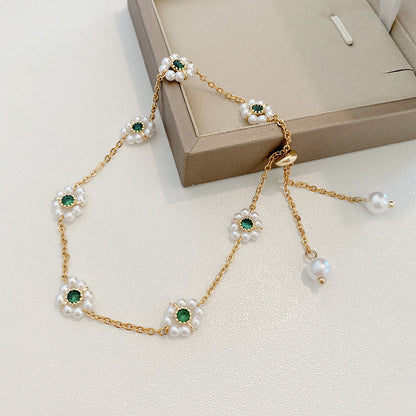 Faux Pearl Flower Adjustable Bracelet (photo 2)