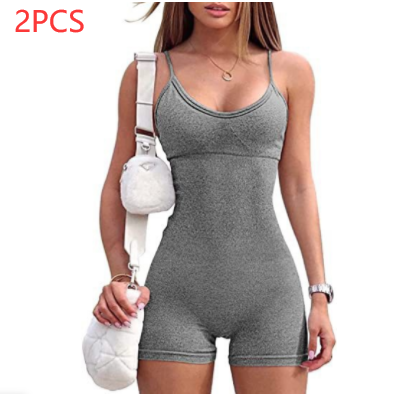 Women's Spaghetti Strap Workout Shorts Romper (photo 20)