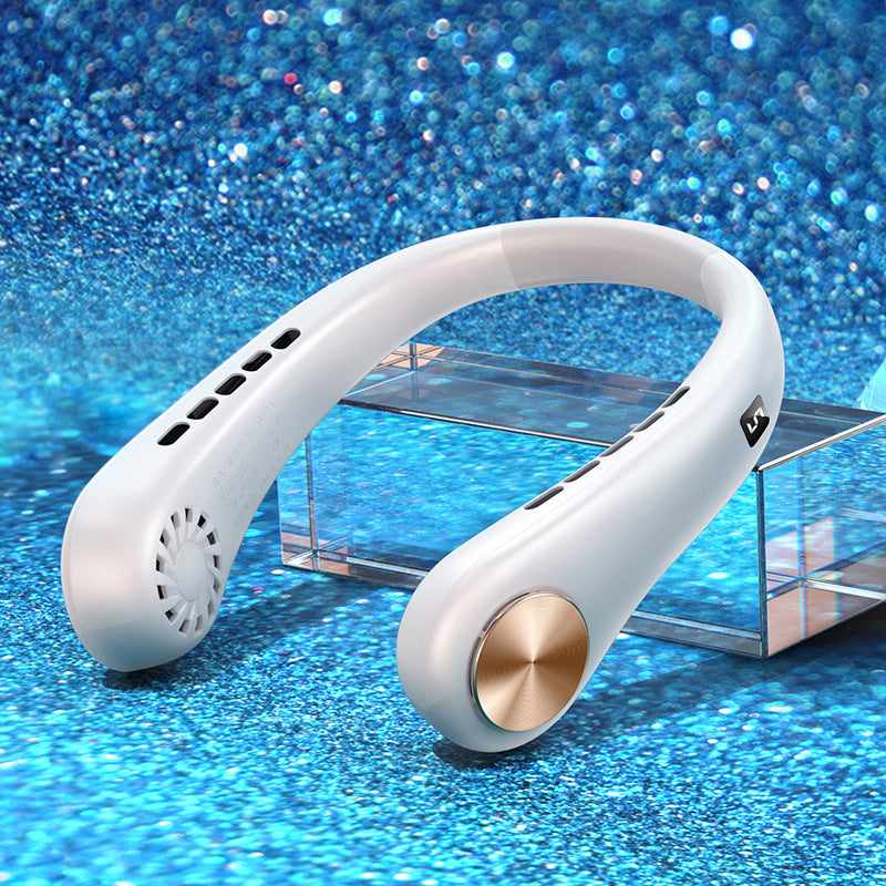 Bladeless Neck Fan, USB Rechargeable, 3 or 5 Speeds – White