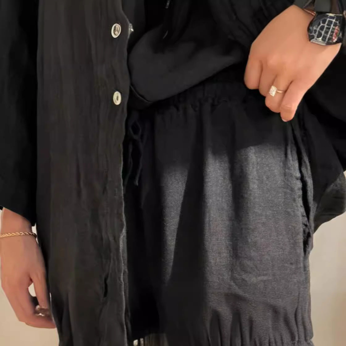 Women's Long-Sleeve Pocket Shirt and Wide-Leg Pants Set (photo 6)