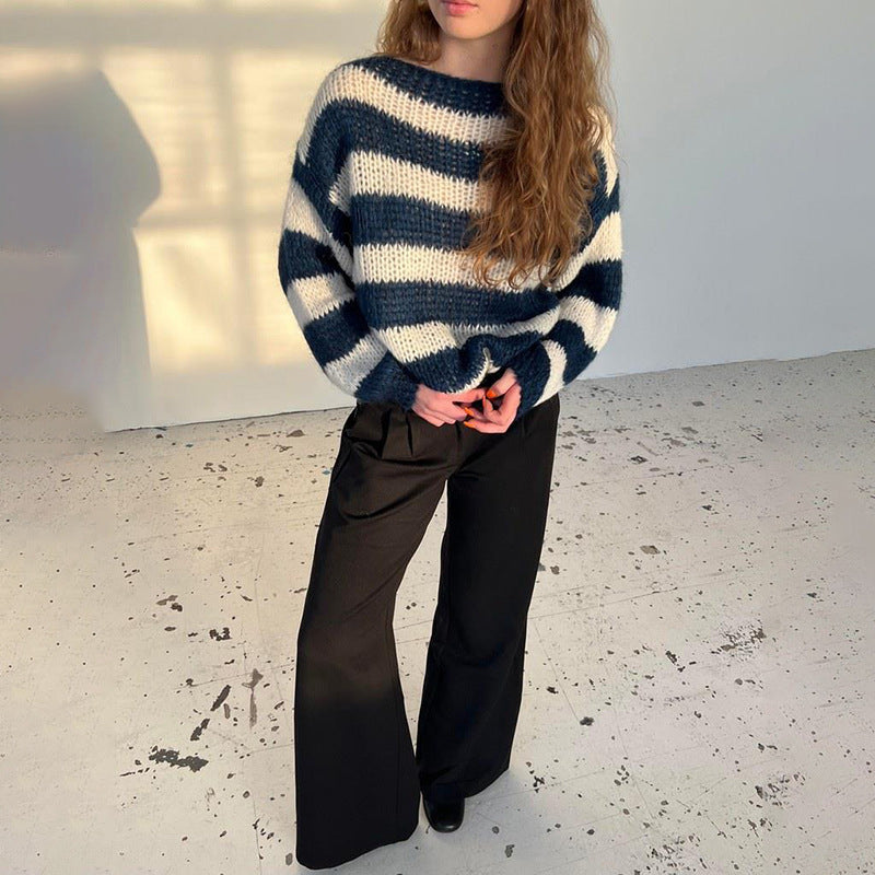 Women's Loose Striped Pullover Sweater (photo 8)