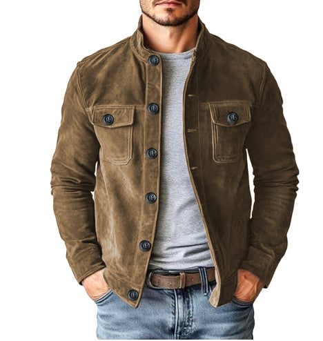 Men's Vintage Faux Suede Single-Breasted Jacket (photo 9)