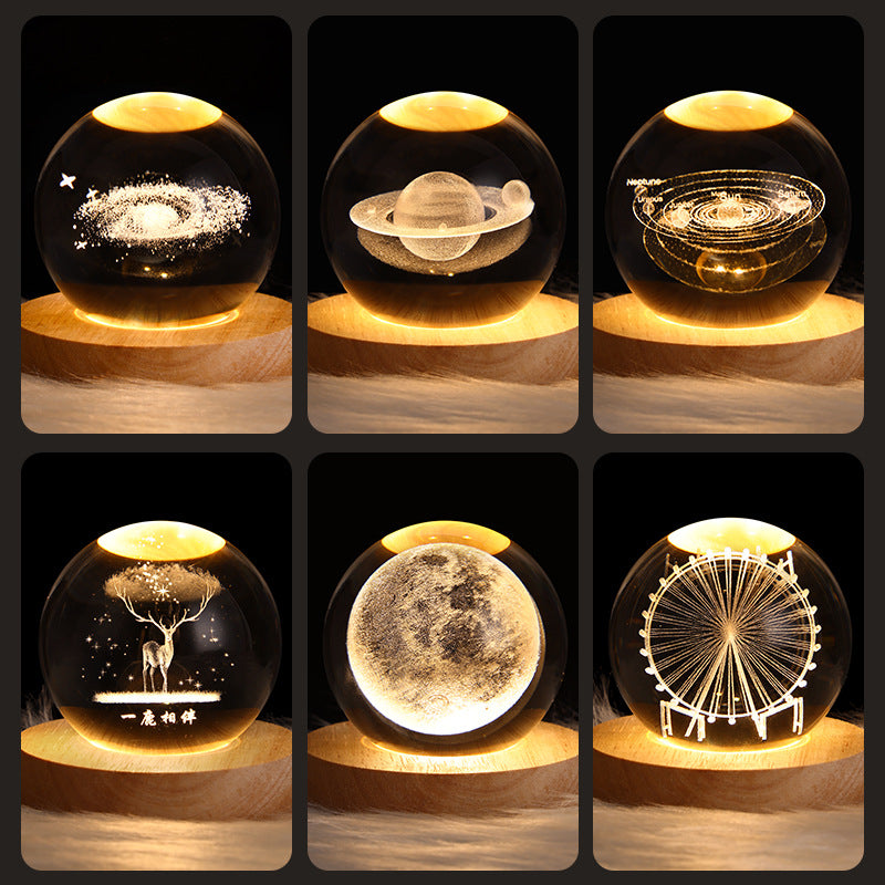 Wood Base Crystal Ball Night Lamp (photo 2)