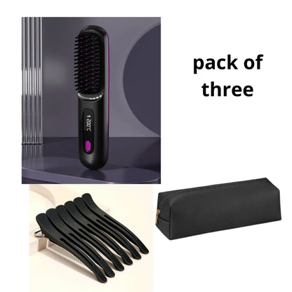 2-in-1 Cordless Hair Straightener Brush, USB Rechargeable (photo 11)