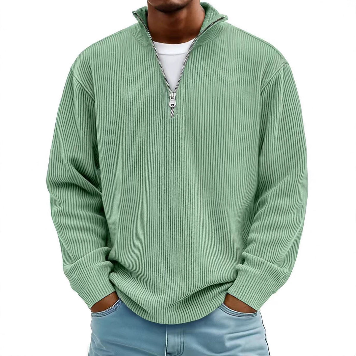 Men's Corduroy Zip Stand-Collar Pullover (photo 5)