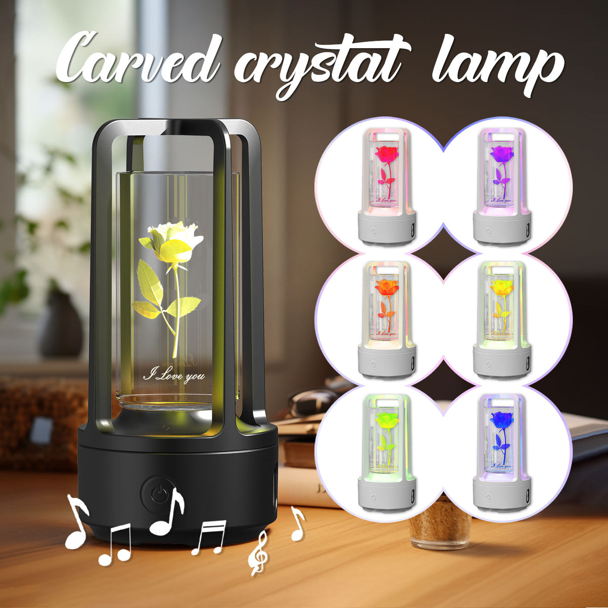 Acrylic or Crystal Night Lamp with Bluetooth Speaker