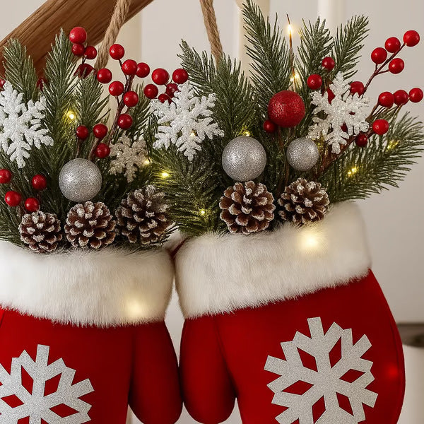 Christmas Glove Door Wreath, Lighted or Unlit (photo 3)