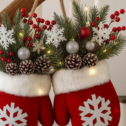 Christmas Glove Door Wreath, Lighted or Unlit (photo 3)