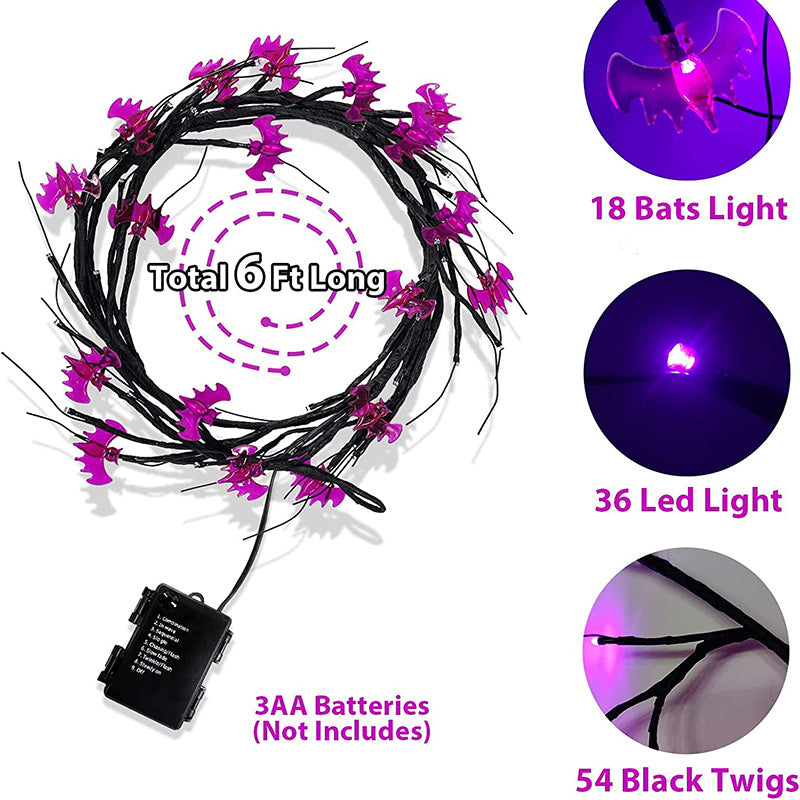 Halloween Bat or Pumpkin LED Vine String Light, 2 m (photo 8)