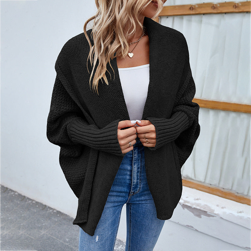 Women's Loose Batwing Lapel Knit Cardigan (photo 4)