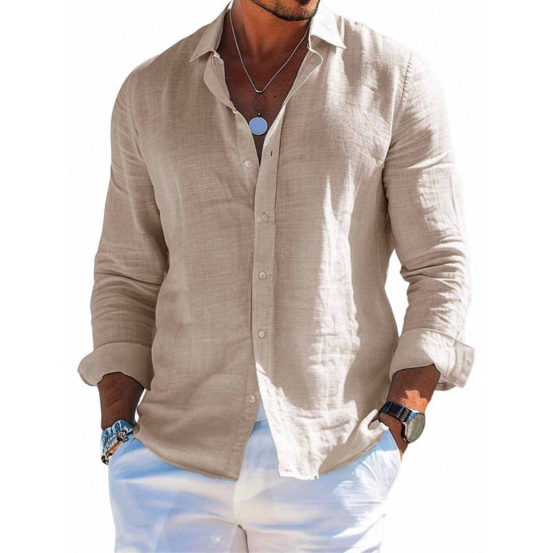 Men's Loose Lapel Long-Sleeve Button Shirt (photo 6)