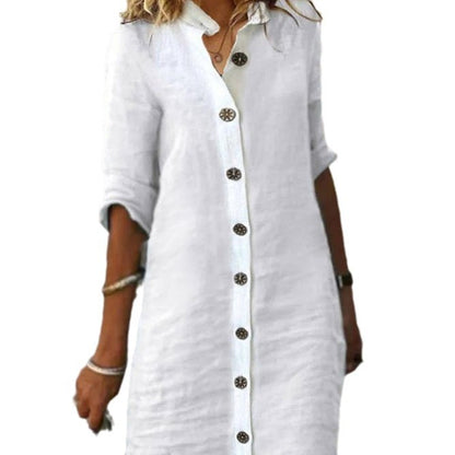 Women's Half-Sleeve V-Neck Button-Front Shirt Dress (photo 21)